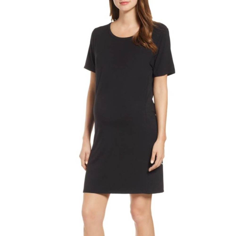 HATCH Layers Black Short Sleeve The T-Shirt Maternity Dress S